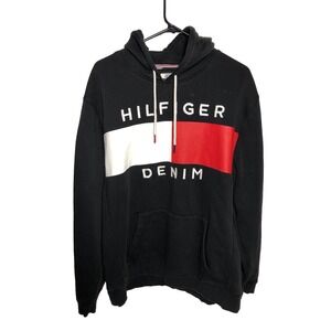Tommy Hilfiger Denim Mens Hoodie Retro Style Colorblock Logo Pullover XXL